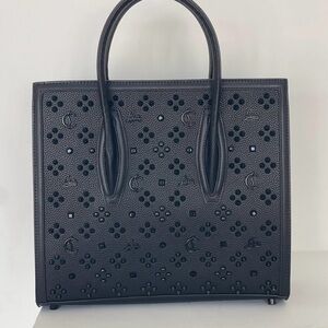 Christian Louboutin Black Tote with Structured Shape and Intricate Cutout Design